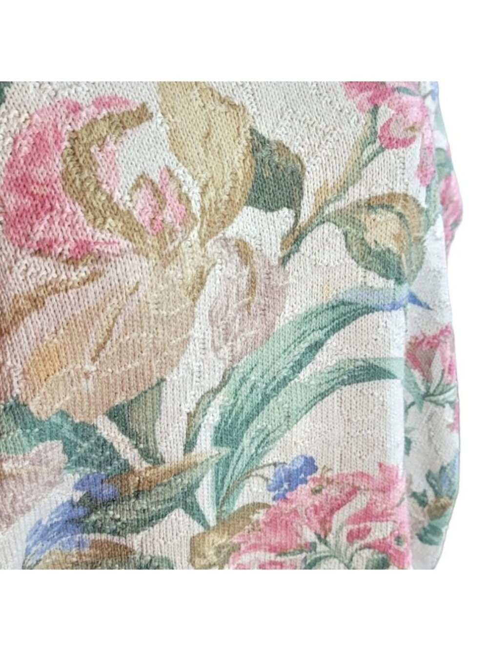 VTG Glory U.S. Made In USA Floral Knit Pastel Pullover Sweater - Picture 4 of 6